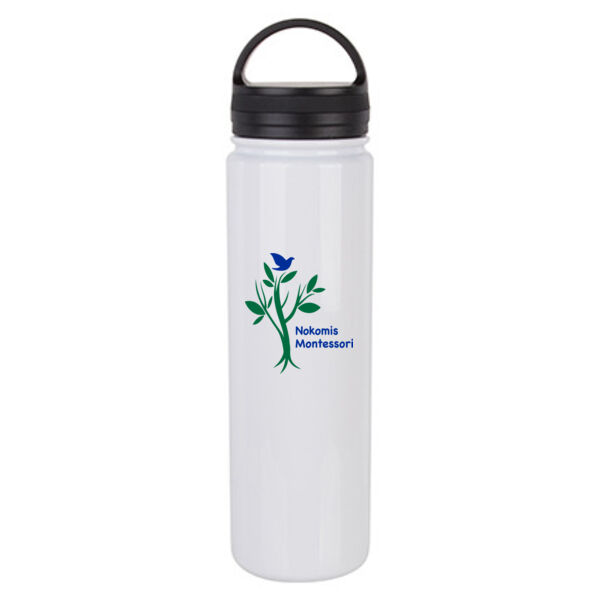 23 oz Stainless Steel Water Bottle with Portable Lid - Sublimated Logo Thumbnail