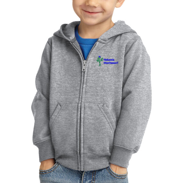 Port & Company® Toddler Core Fleece Full-Zip Hooded Sweatshirt - Embroidered Logo Thumbnail