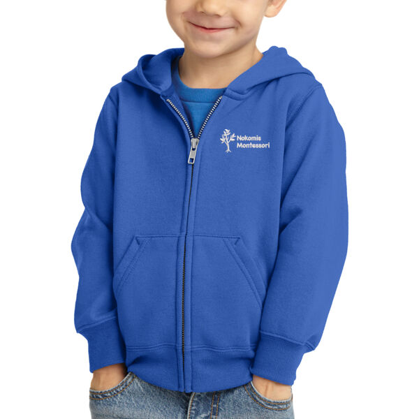 Port & Company® Toddler Core Fleece Full-Zip Hooded Sweatshirt - Embroidered Logo Thumbnail